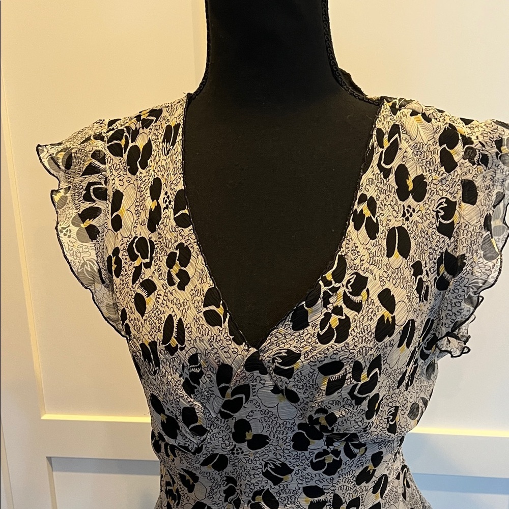 Sunny Leigh 100% SILK Black Midi Size 8 - Picture 3 of 9